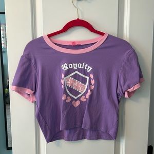NWOT! Sugar Thrillz Queen Bee Ringer Crop Top